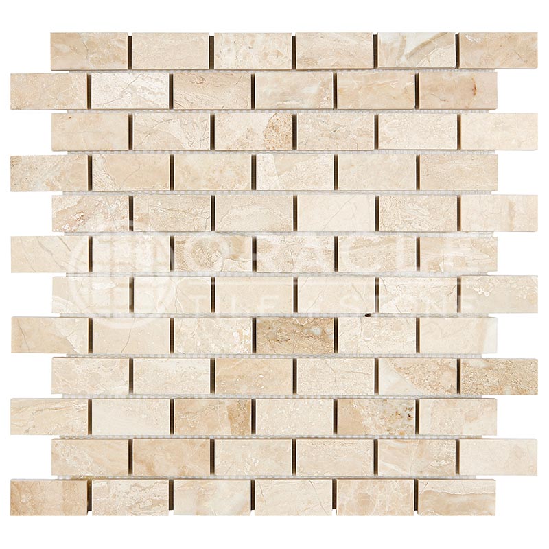 Diano Royal (Queen Beige) Marble Brick Mosaic 1" X 2"