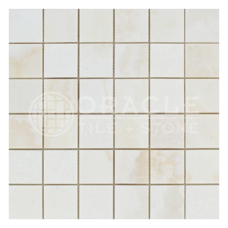 White (Bianco / Vanilla) Onyx	2" X 2"	Mosaic - (Cross-cut / Straight-Edged)