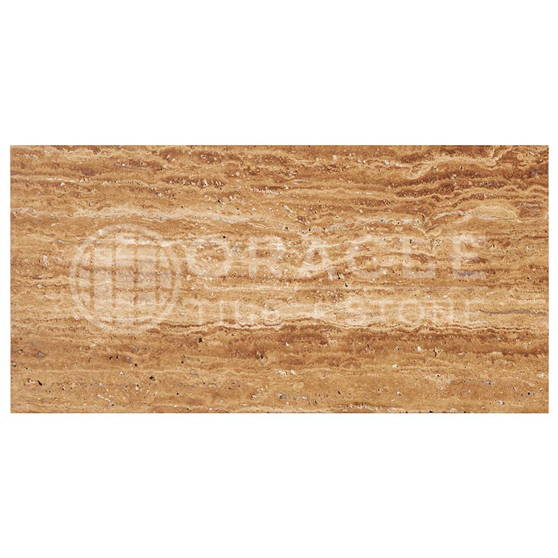 Noce Exotic Travertine	6" X 12"	Tile - (Vein-cut / Straight-Edged)	Unfilled, Brushed & St.Edged