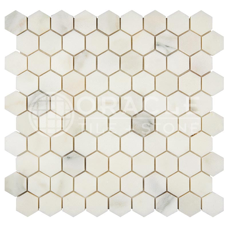 Calacatta Oliva Marble 1 1/4" X 1 1/4" Hexagon Mosaic