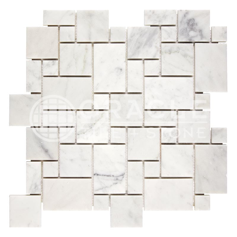Carrara White (Bianco Carrara / Italian) Marble	-	Mini-Versailles Pattern