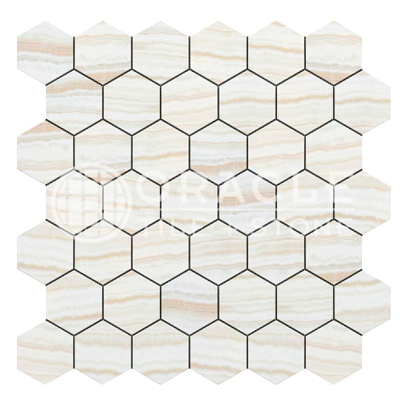 White (Bianco Vanilla)	Onyx	-	2" Hexagon (Cross-Cut)	Polished