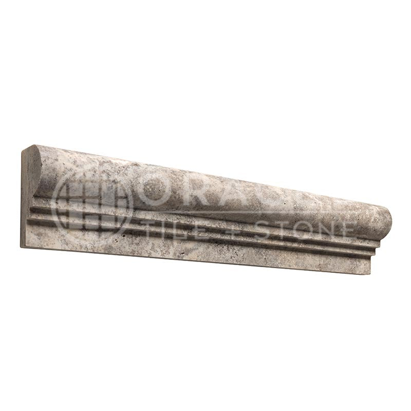 Silver (Pewter Blend)	Travertine	2 1/2" X 12"	OG-2 (Double-step Chair Rail Trim)	Honed