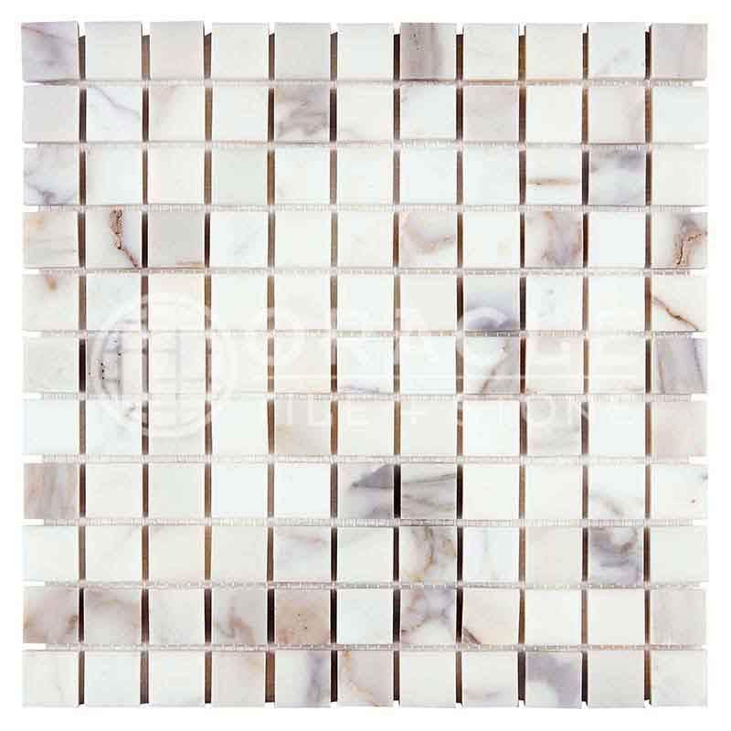 Italian Calacatta Gold Marble - 1" X 1" Mosaic Tile