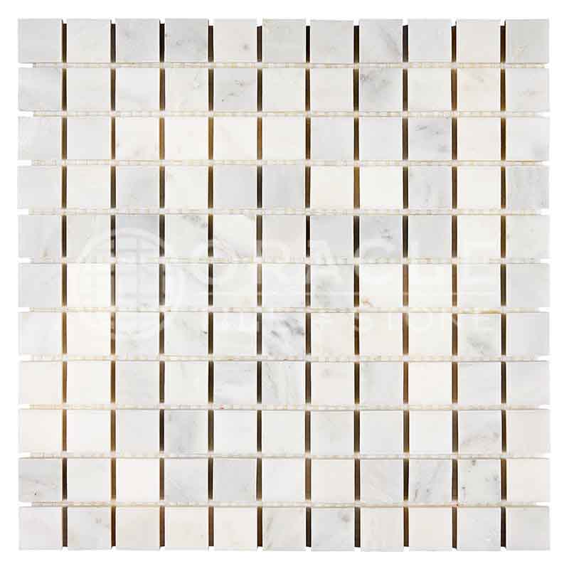 Oriental White (Asian Statuary) Marble - 1" X 1" Mosaic Tile