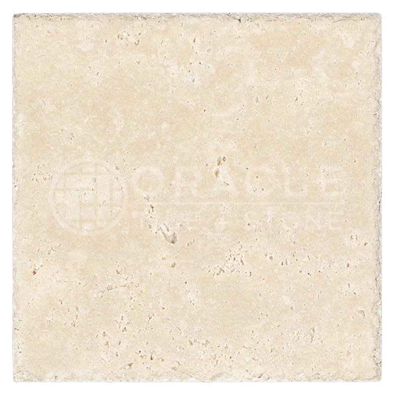 Ivory (Light) Travertine 16" X 16"	Tile - (Cross-cut) Unfilled, Brushed & Chiseled