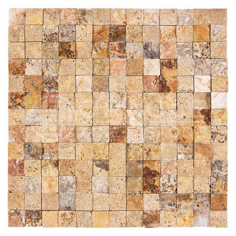 Scabos	Travertine	1" X 1"	Mosaic	Split-faced