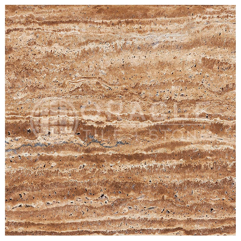 Noce Exotic (Vein-Cut) Travertine - 12" X 12" Field Tile