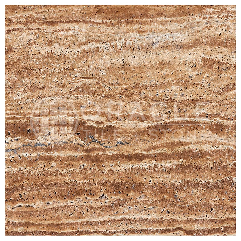 Noce Exotic Travertine	12" X 12"	Tile - (Vein-cut / Straight-Edged)	Unfilled, Brushed & St.Edged