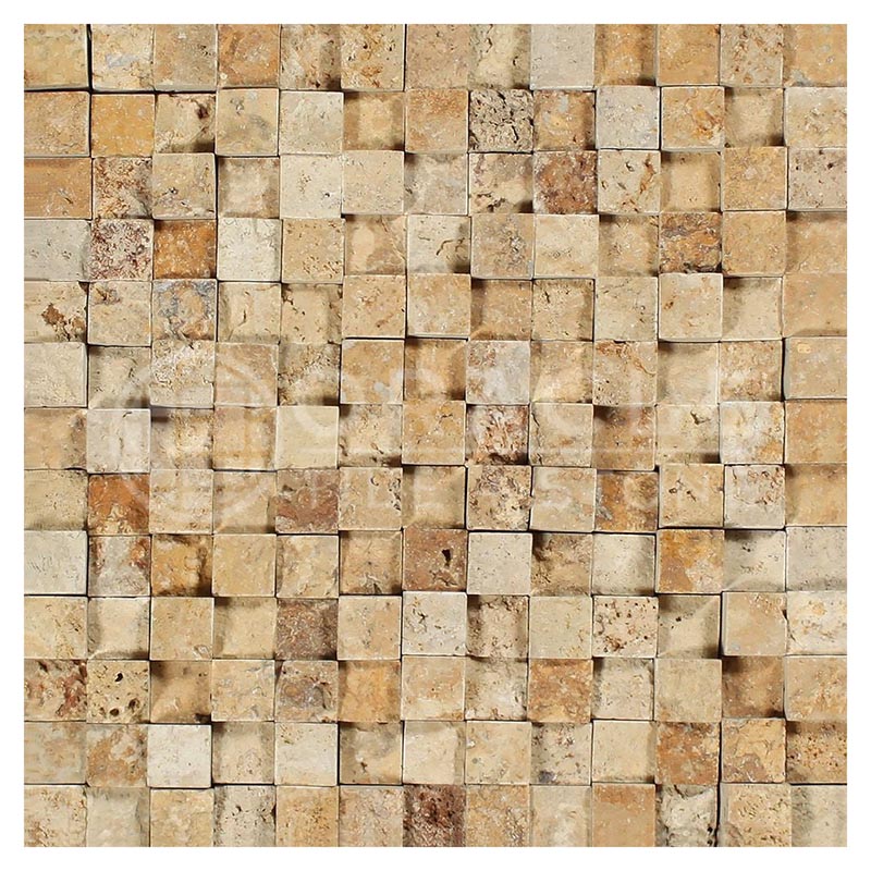 Gold / Yellow Travertine - 1" X 1" Mosaic Tile