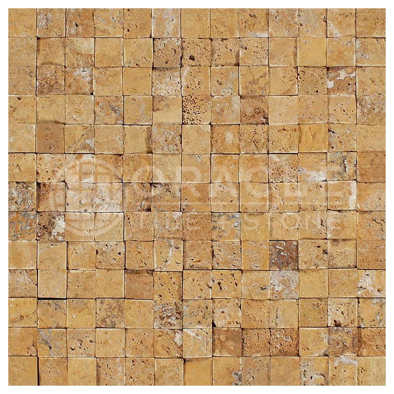 Gold / Yellow Travertine - 1" X 1" Mosaic Tile