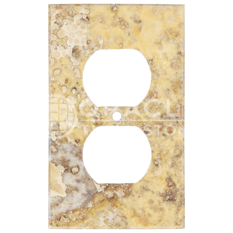 Scabos Travetine - Single Duplex Switch Plate Cover with Screw