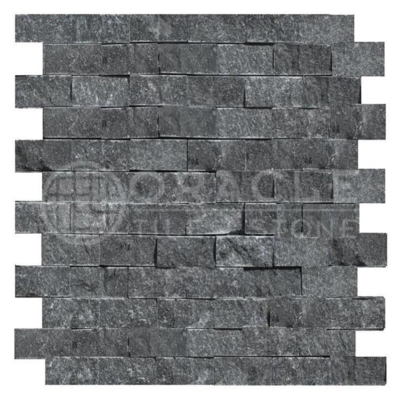 Nero Marquina (Black) Marble	1" X 2"	Brick Mosaic	Split-faced
