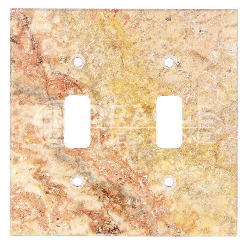 Scabos Travetine - Double Toggle Switch Plate Cover with Screw