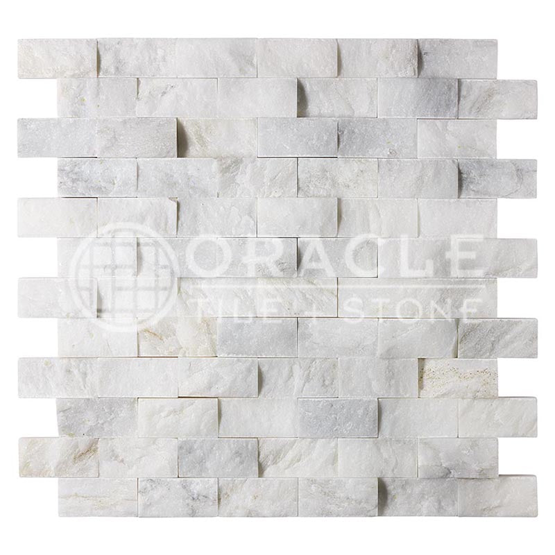 Calacatta Gold (Italian) Marble Brick Mosaic 1" X 2" Split-Faced