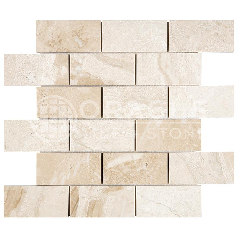 Diano Royal (Queen Beige) Marble Brick Mosaic 2" x 4"