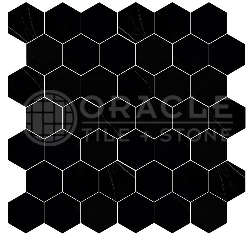 Absolute Black Granite - 2" Hexagonal Mosaic Tile