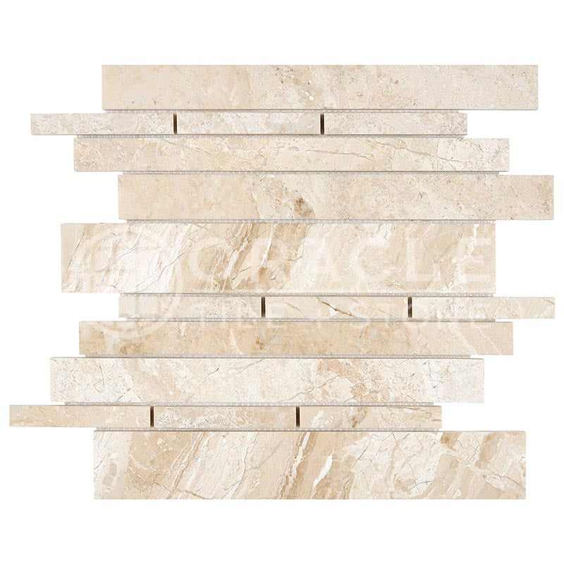 Queen Beige Marble - Random-Strip (Manhattan) Mosaic Tile
