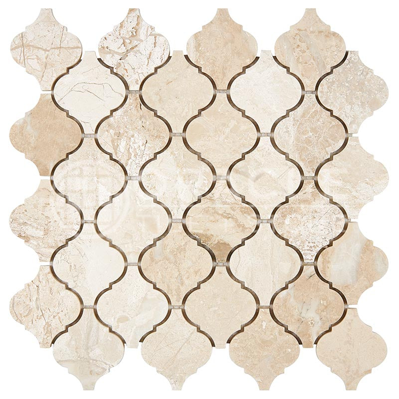 Queen Beige Marble - Lantern (Arabesque) Mosaic Tile
