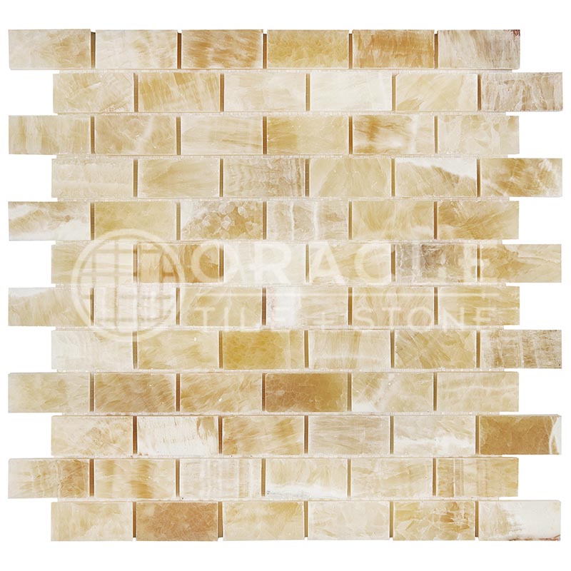 Premium Honey Onyx - 1" X 2" Brick Mosaic Tile