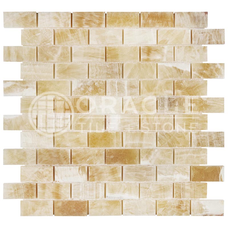 Honey (Giallo Crystal) Onyx 1" X 2" Brick Mosaic