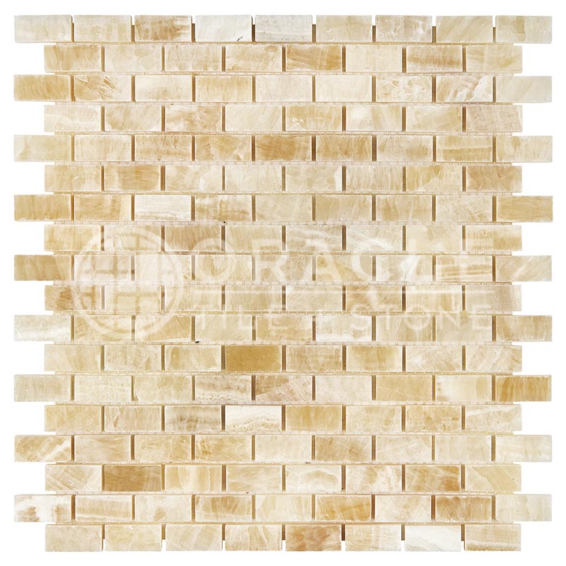 Honey (Giallo Crystal) Onyx 5/8" X 1 1/4" Mini-Brick Mosaic