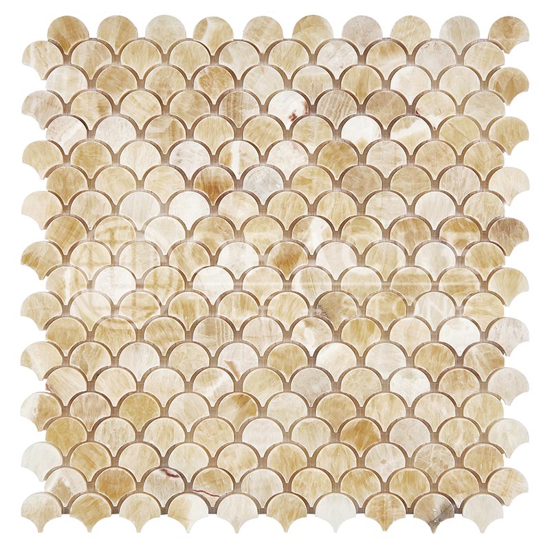 Premium Honey Onyx - FAN (Raindrop) Mosaic Tile