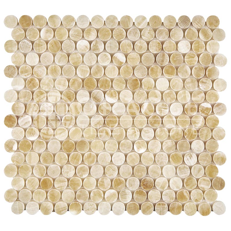 Premium Honey Onyx - Penny-Round Mosaic Tile