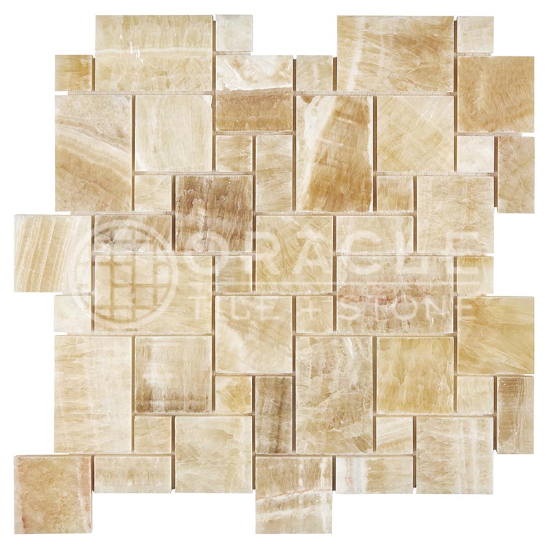 Premium Honey Onyx - Mini-Versailles Pattern Mosaic Tile