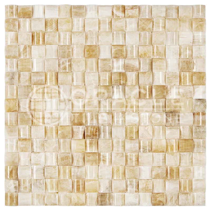 Honey (Giallo Crystal) Onyx 3-D Small-Bread Mosaic