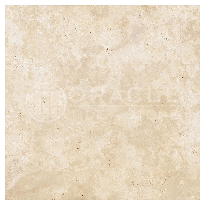 Ivory (Light) Travertine 12" X 12" Tile - (Cross-cut)