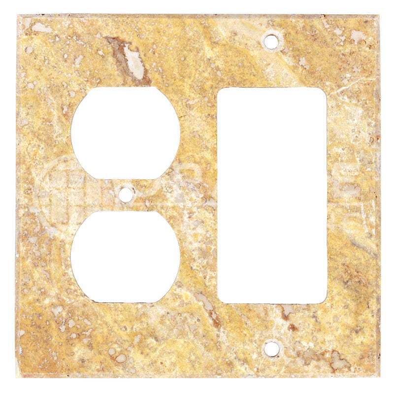 Scabos Travetine - Rocker Duplex Switch Plate Cover with Screw