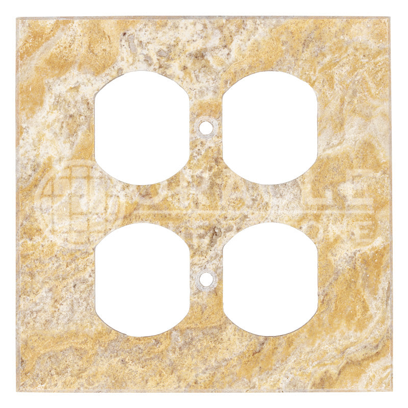 Scabos Travetine - Double Duplex Switch Plate Cover with Screw