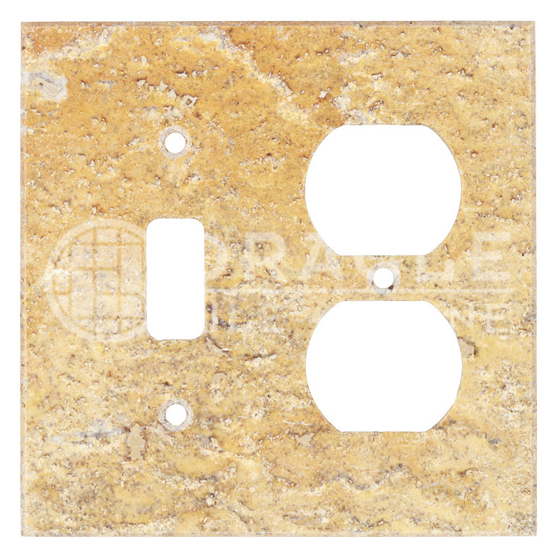 Scabos Travetine - Toggle Duplex Switch Plate Cover with Screw