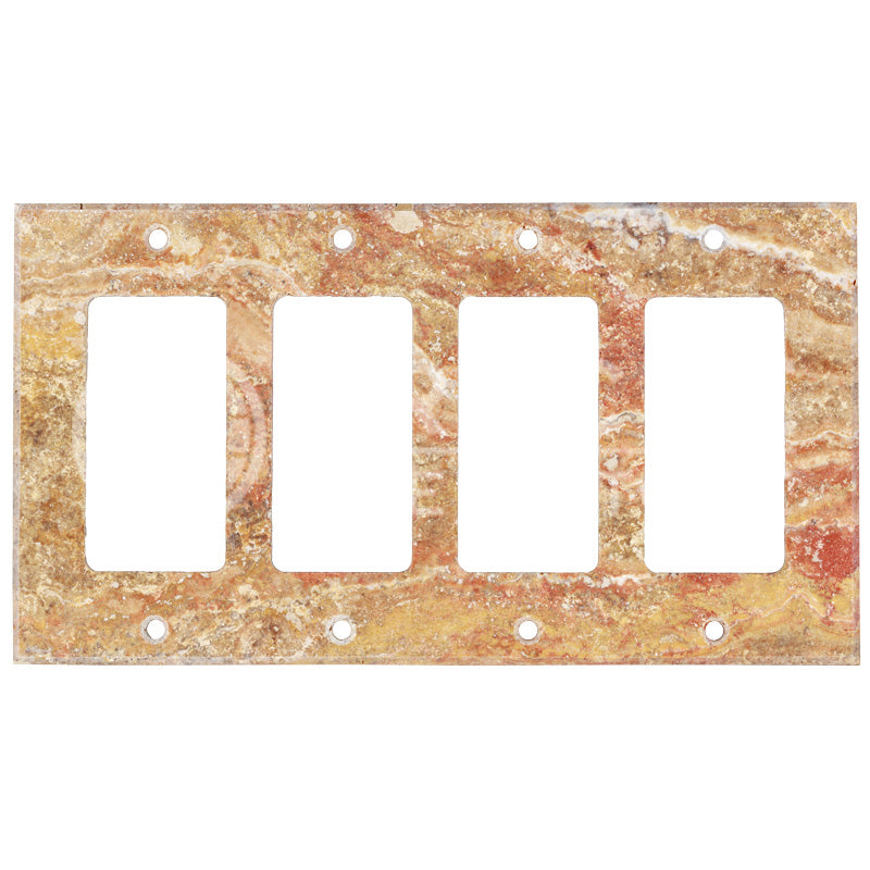 Scabos Travetine - Quadruple Rocker Switch Plate Cover with Screw