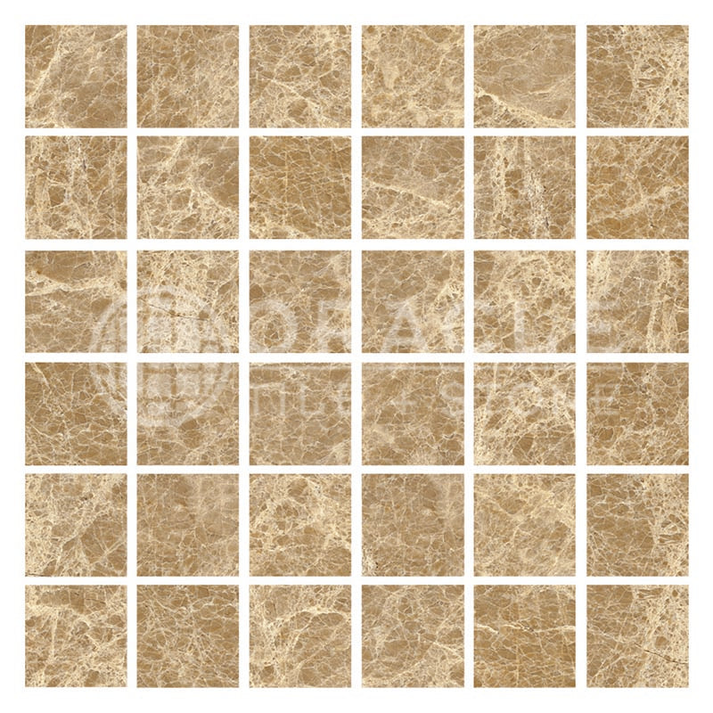 Emperador Light Marble - 2" X 2" Mosaic Tile