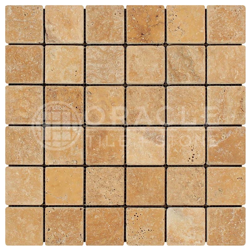 Gold / Yellow Travertine - 2" X 2" Mosaic Tile