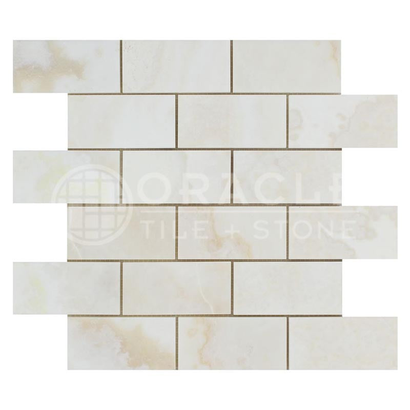 Vanilla Onyx (Bianco Fantastico) - 2" X 4" Brick Mosaic Tile