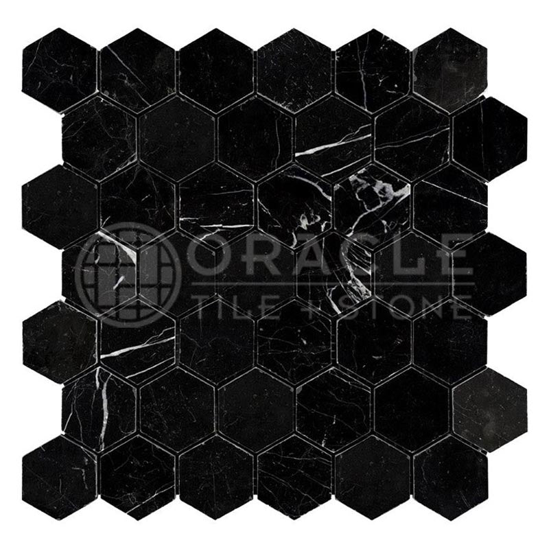 Nero Marquina (Black) Marble	2" X 2"	Hexagon Mosaic