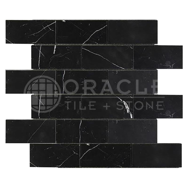 Negro Marquina Marble - 2" X 4" - Brick Mosaic Tile