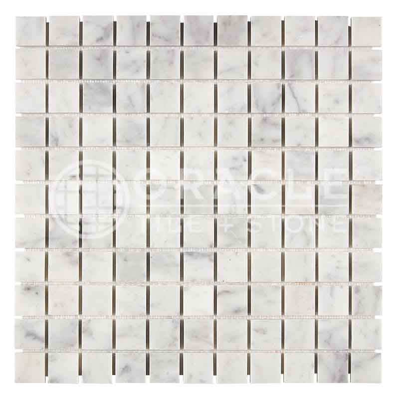 Italian Carrara White Marble - 1" X 1" Mosaic Tile