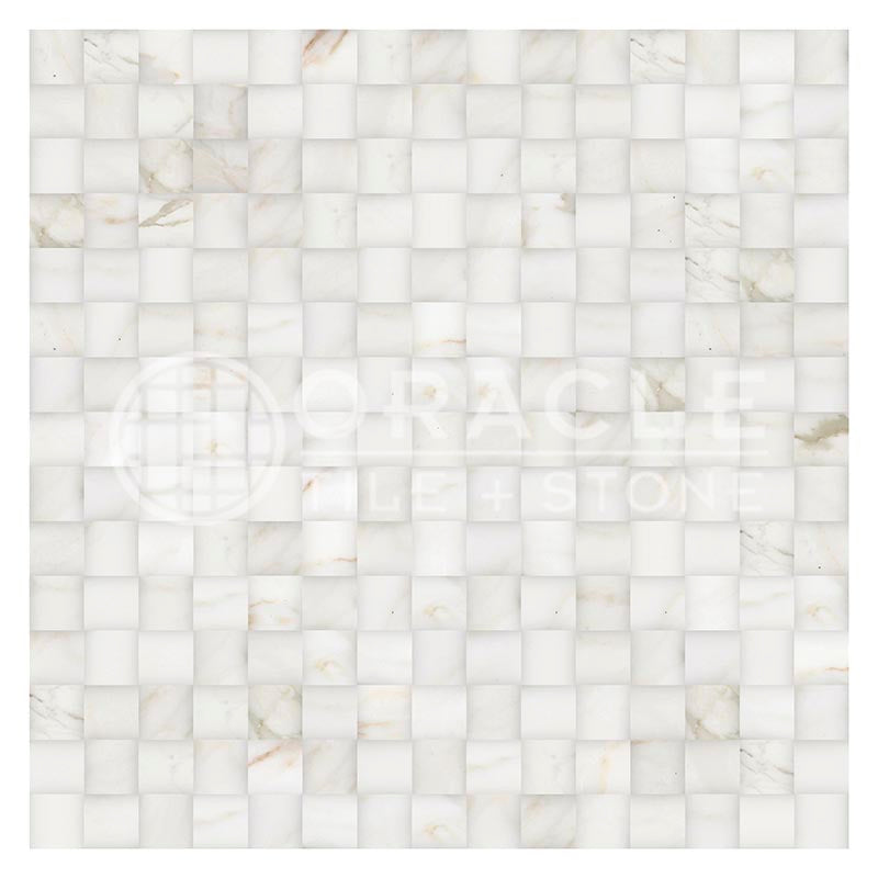 Calacatta Gold (Italian) Marble Polished 3-D Small-Bread Mosaic