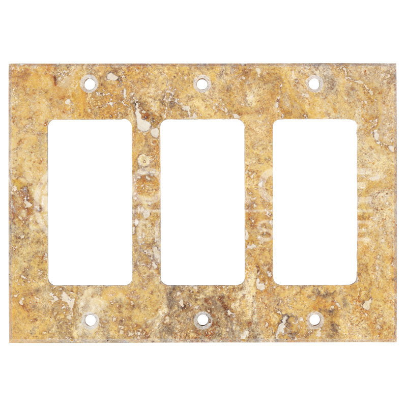 Scabos Travetine - Triple Rocker Switch Plate Cover with Screw