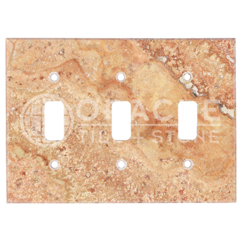 Scabos Travetine - Triple Toggle Switch Plate Cover with Screw
