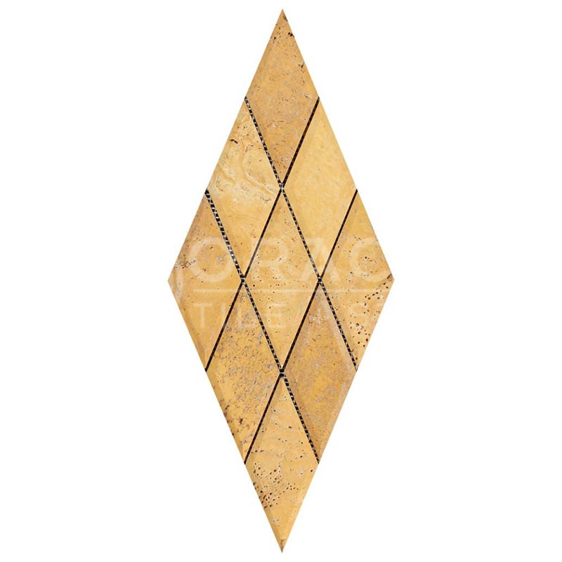 Gold / Yellow Travertine - Diamond (2 3/4" X 6 3/4") Mosaic Tile