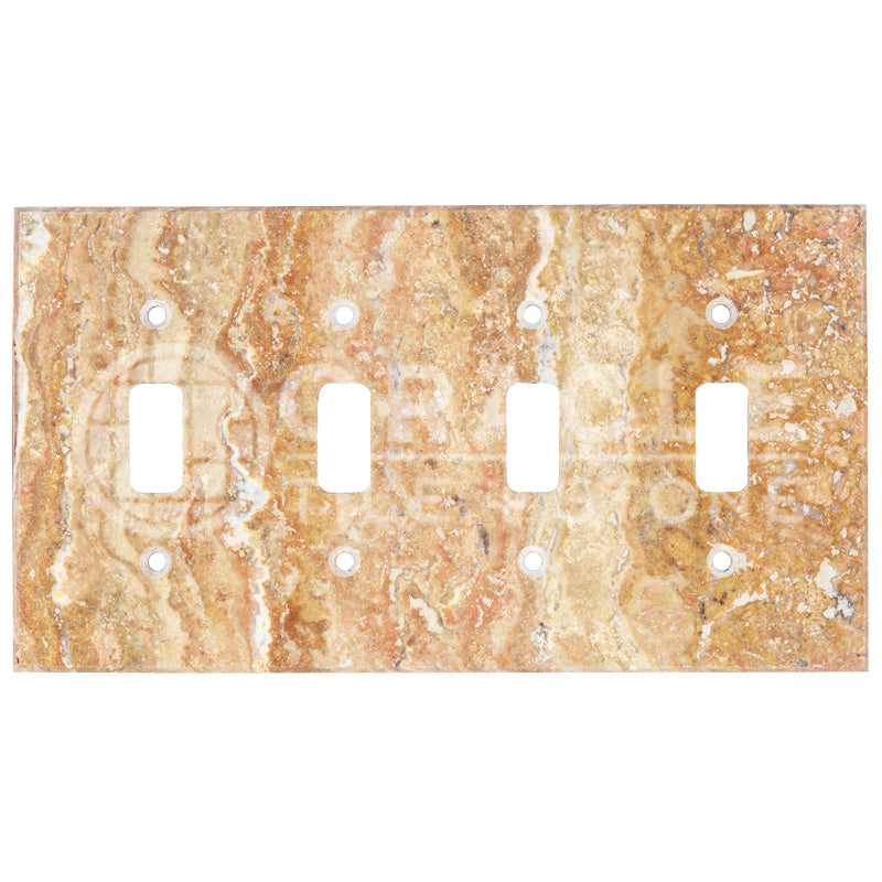 Scabos Travetine - Quadruple Toggle Switch Plate Cover with Screw