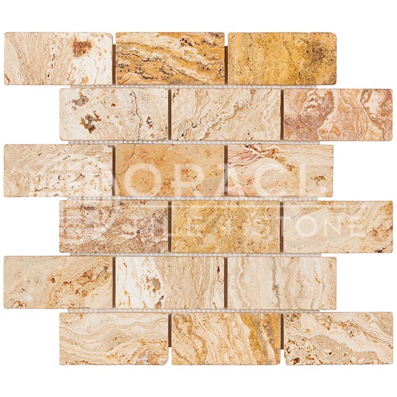 Valencia Travertine - 2" X 4" Brick Mosaic Tile