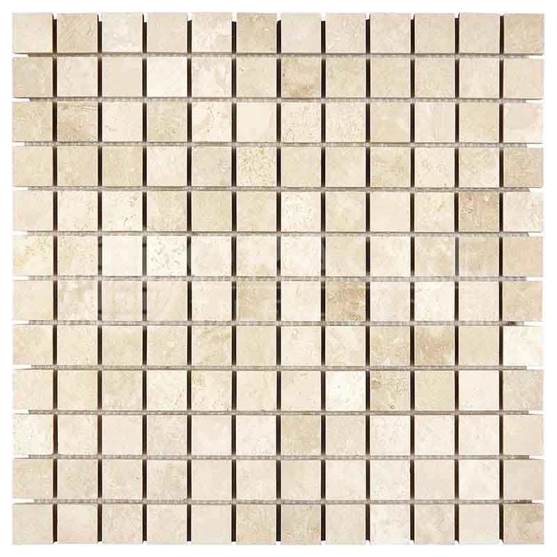 Ivory / Light Travertine - 1" X 1" Mosaic Tile