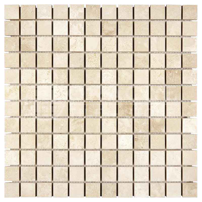 Ivory (Light) Travertine 1" X 1" Mosaic