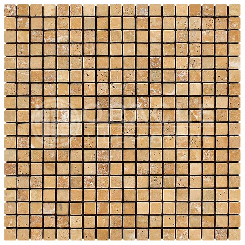 Gold / Yellow Travertine - 5/8" X 5/8" Mosaic Tile